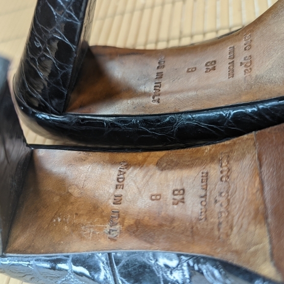 kate spade new york shoes black alligator embossed leather 4" heels open toe wom - Picture 11 of 11